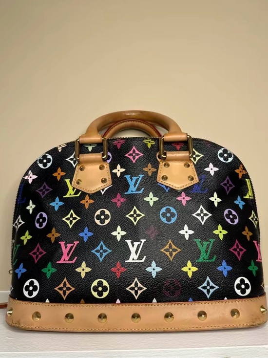 Louis Vuitton Handbags - Louis Vuitton Black Multicolor Monogram Alma Satchel with Natural Leather Trim